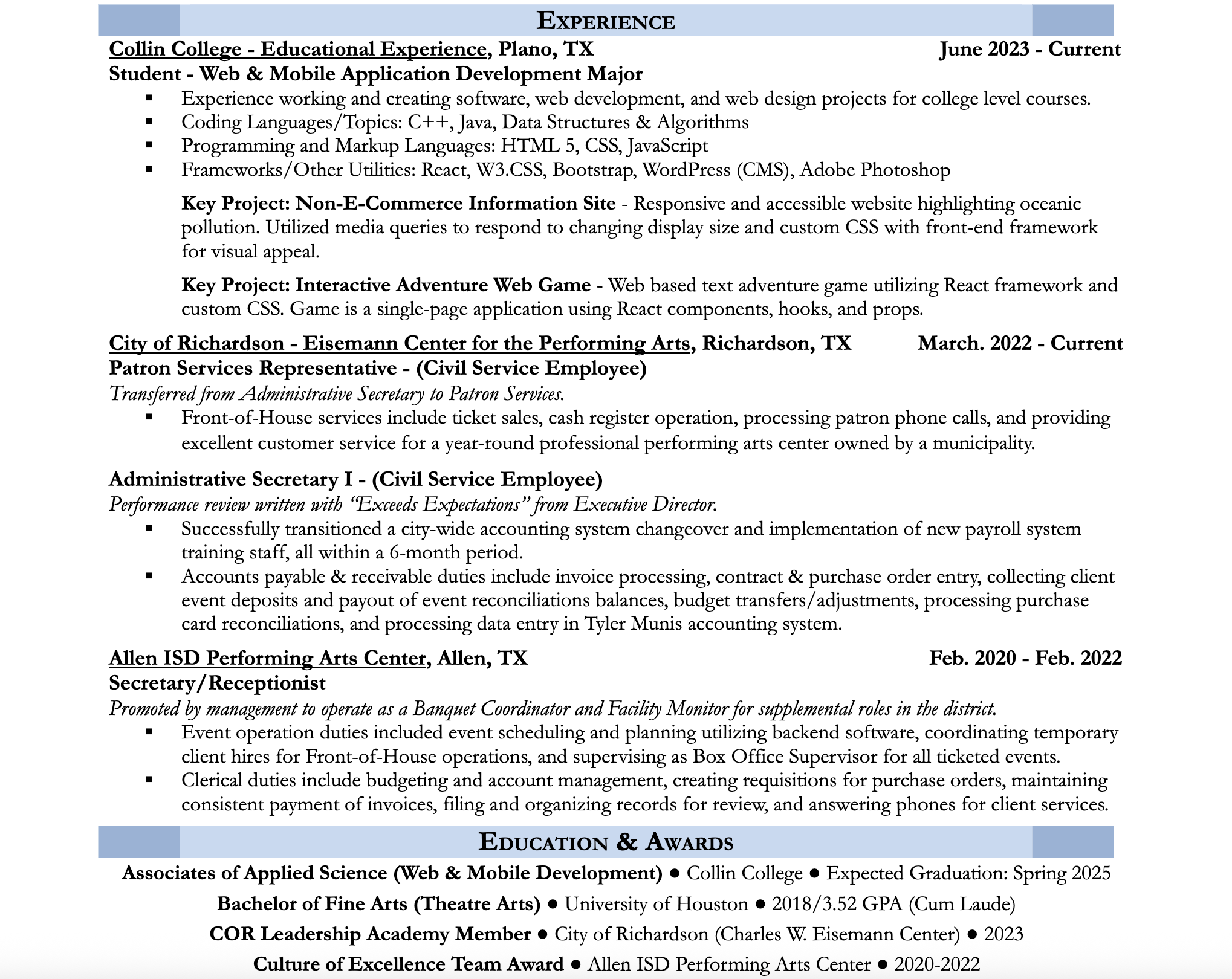 Resume Outline