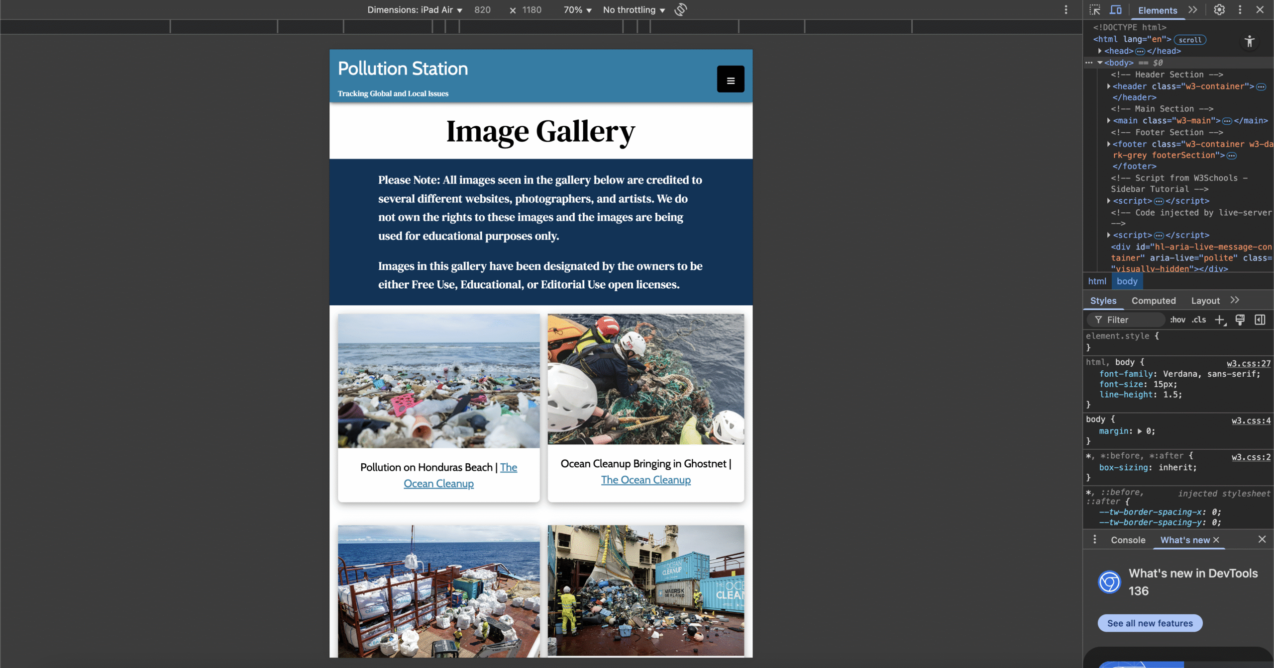 Screenshot of Tablet Version