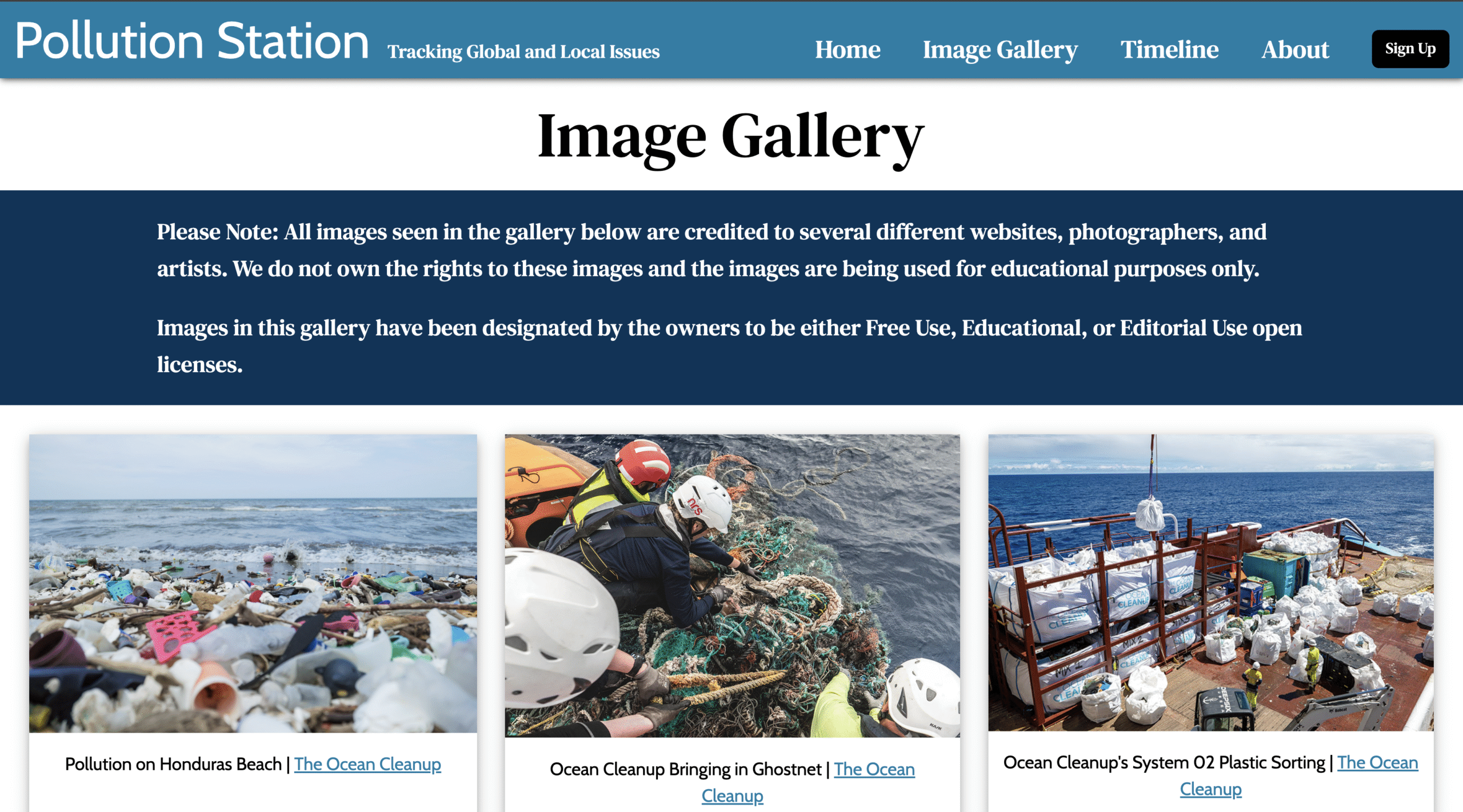 Website Design Screenshot - Image Gallery